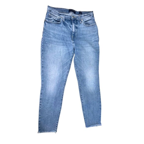 Lucky Brand 4 / 27 Women Jeans Skinny Medium Blue No Holes Frayed Ankle - Picture 2 of 8